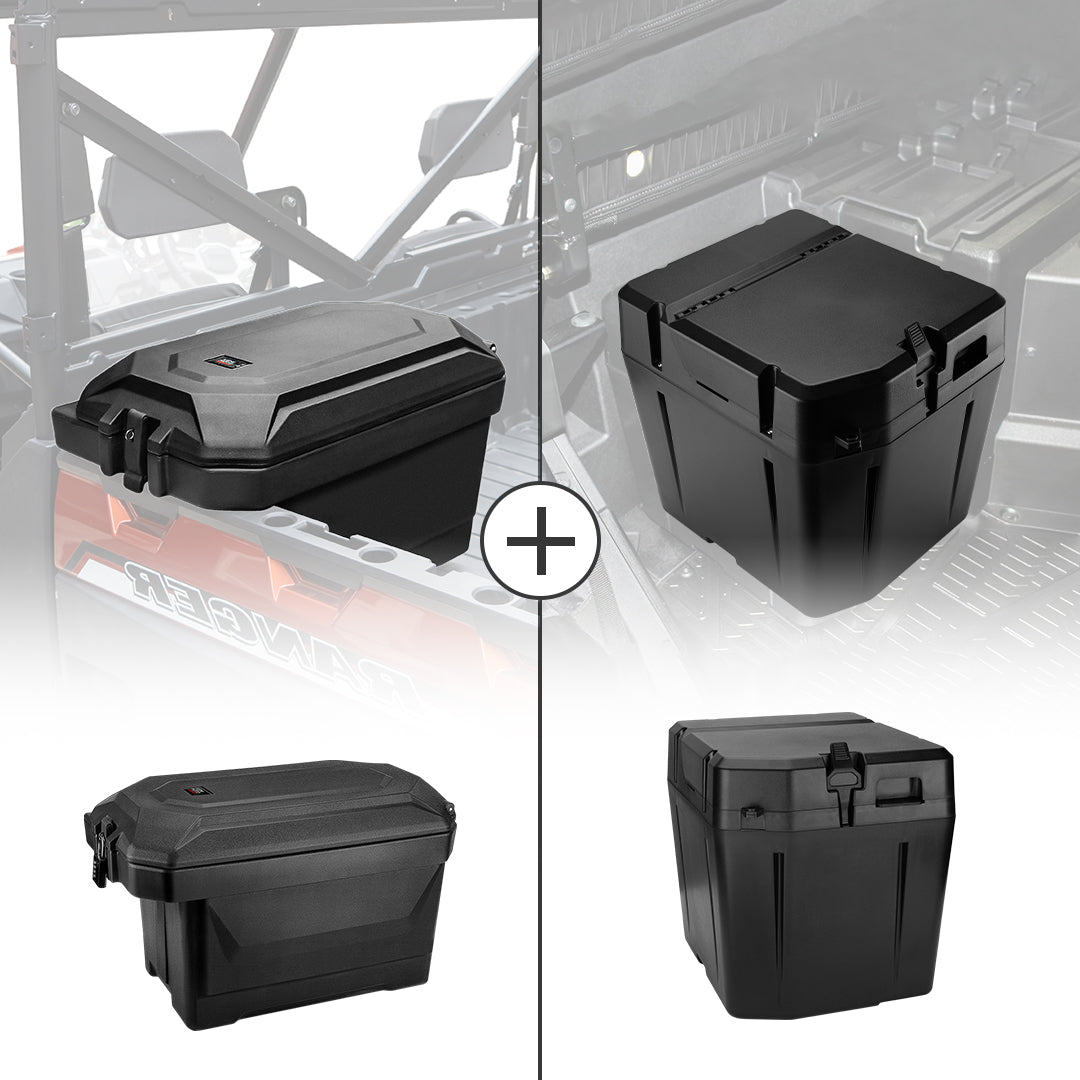 KEMIMOTO Baule 45,3L + Box Sottosedile per Polaris Ranger Set 2 Pezzi
