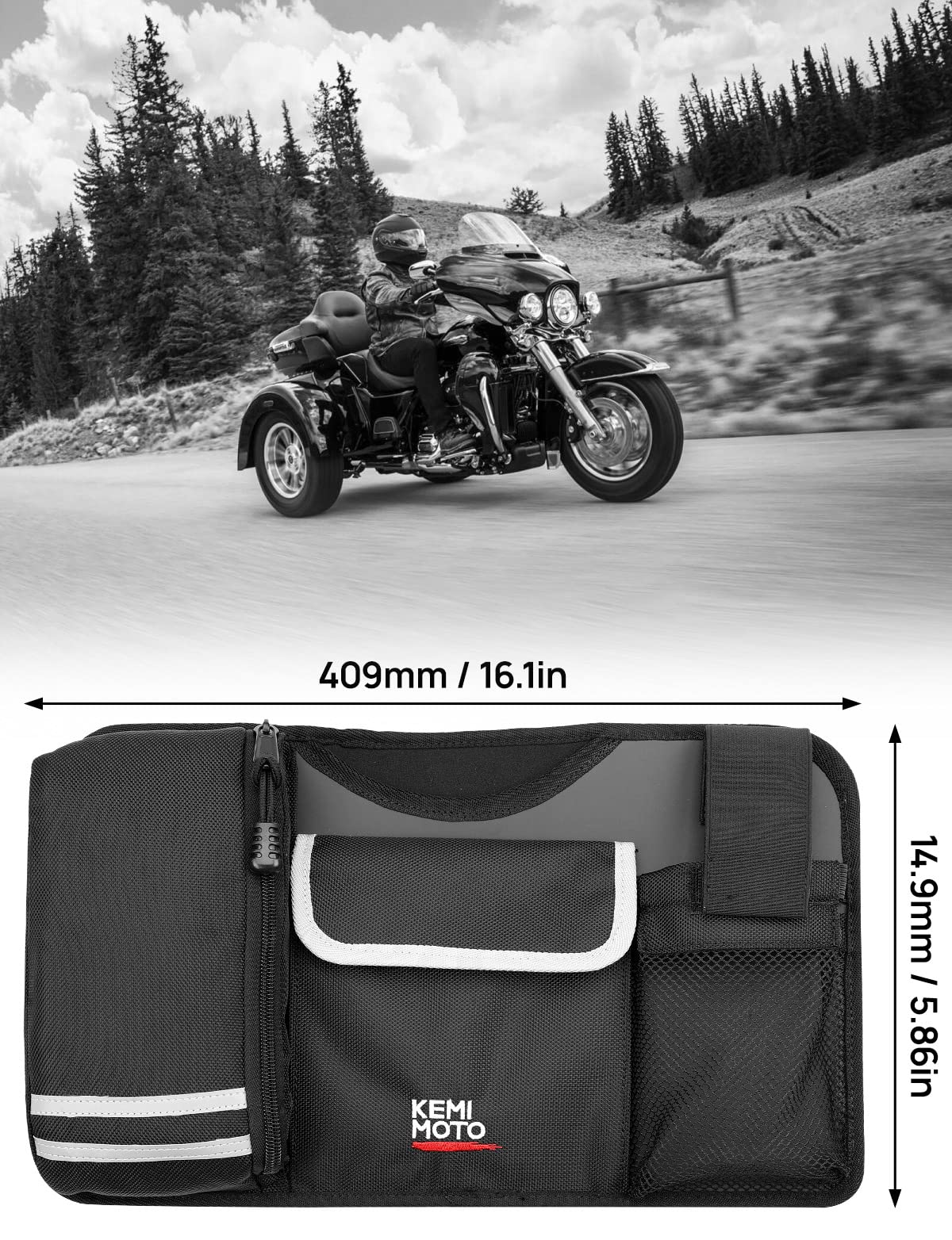 KEMIMOTO Tri Glide Freewheeler organizer bauletto con tasche