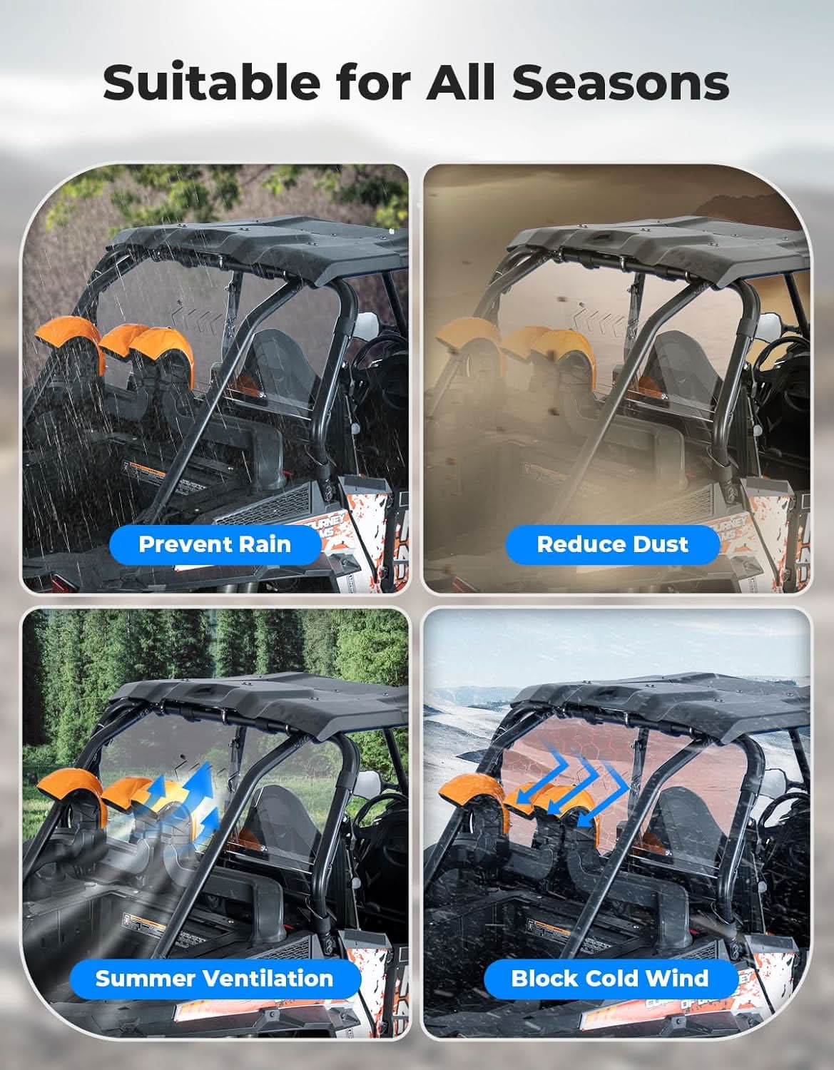 KEMIMOTO RZR XP 1000 parabrezza posteriore ventilato policarbonato