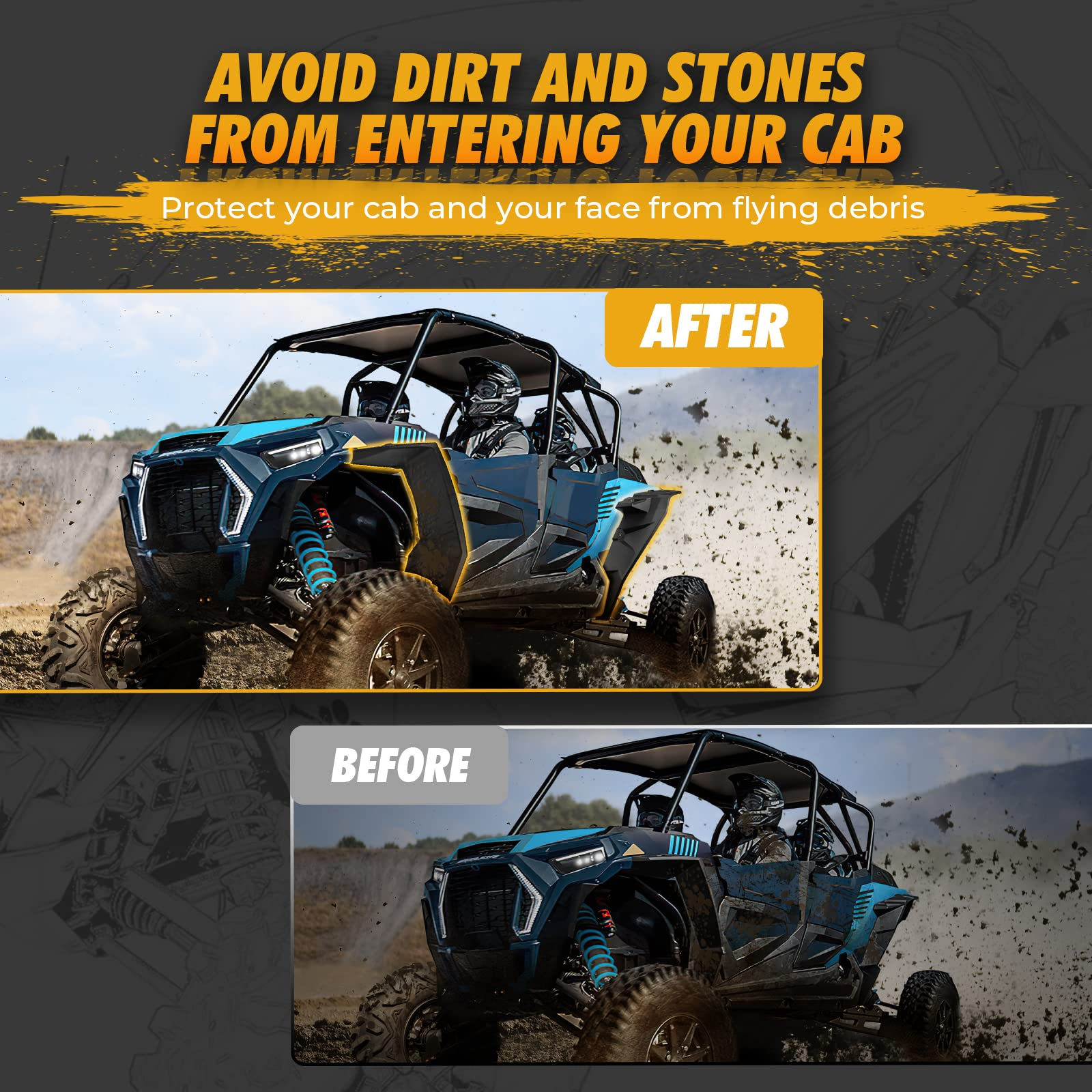 Kemimoto Parafanghi Allargati Polaris RZR XP 1000 8,5 pollici