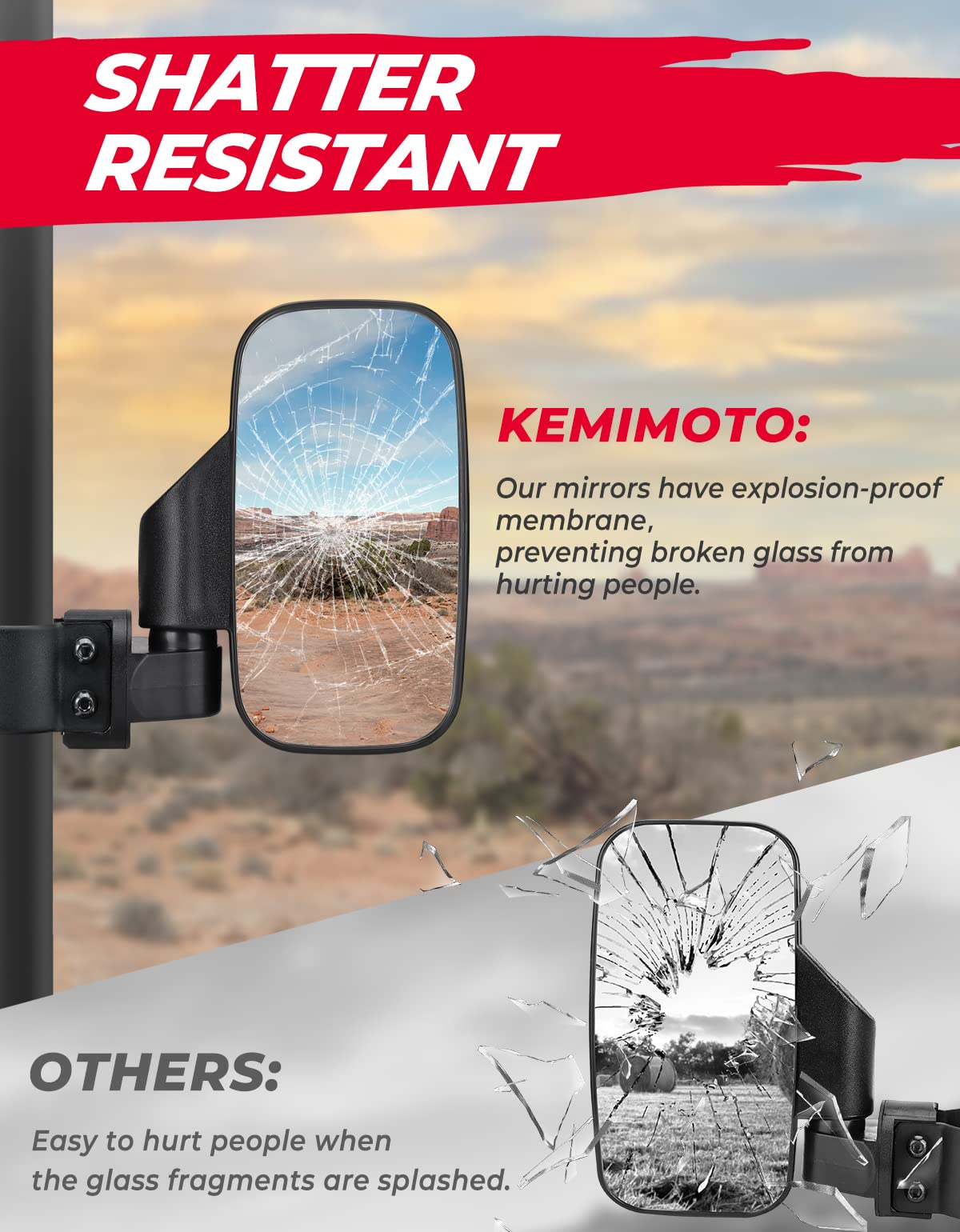 Kemimoto specchietti UTV convessi frangibili coppia