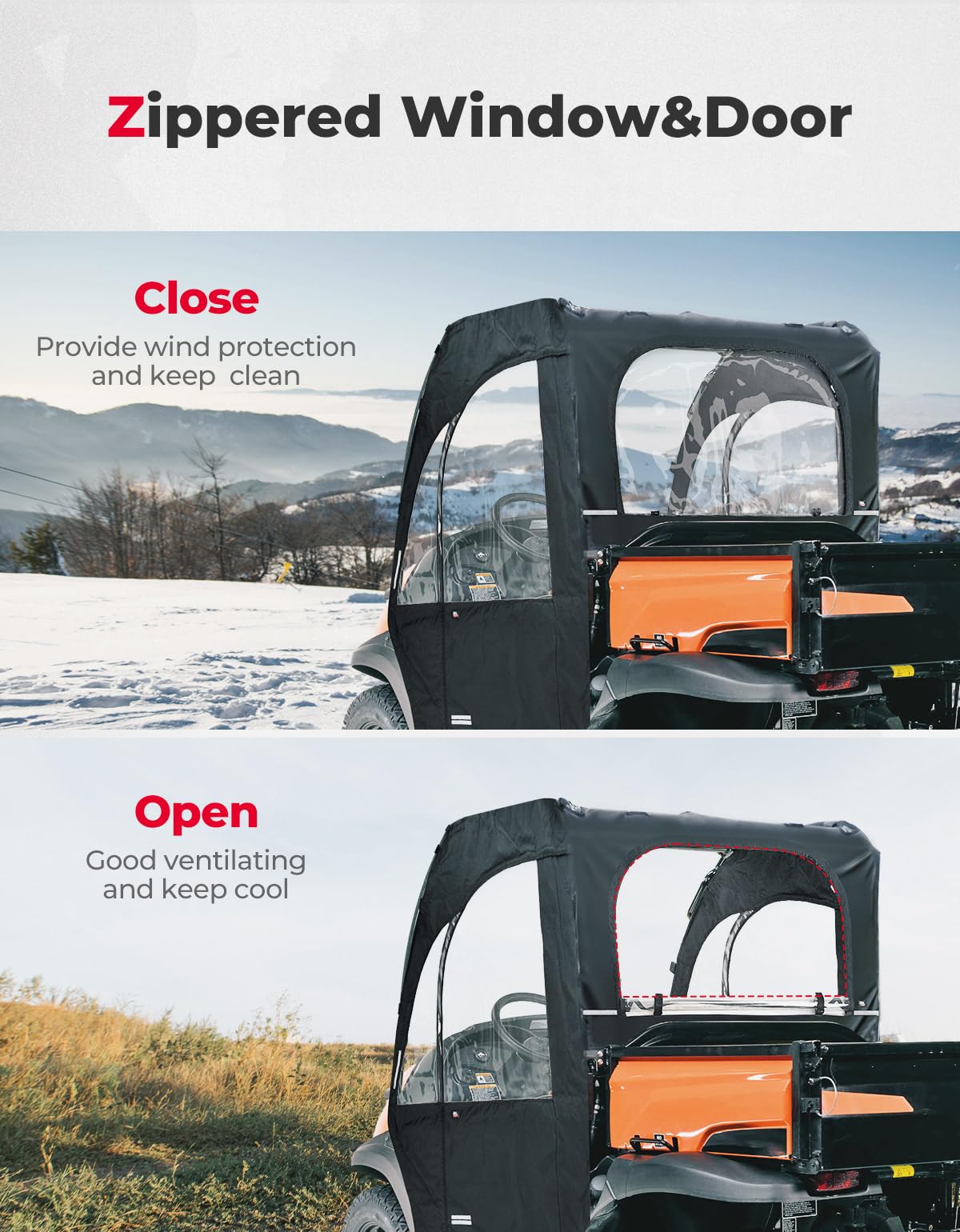 KEMIMOTO Porte Cabina Morbida Kubota RTV impermeabili