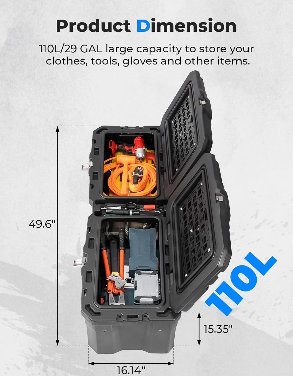 Kemimoto Ranger 1000 box posteriore cassone 110L doppia porta