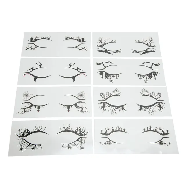 Kuuleyn Halloween adesivi eyeliner 8 fogli ragno pipistrello
