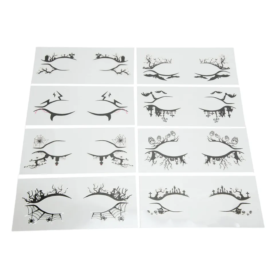 Kuuleyn Halloween adesivi eyeliner 8 fogli ragno pipistrello