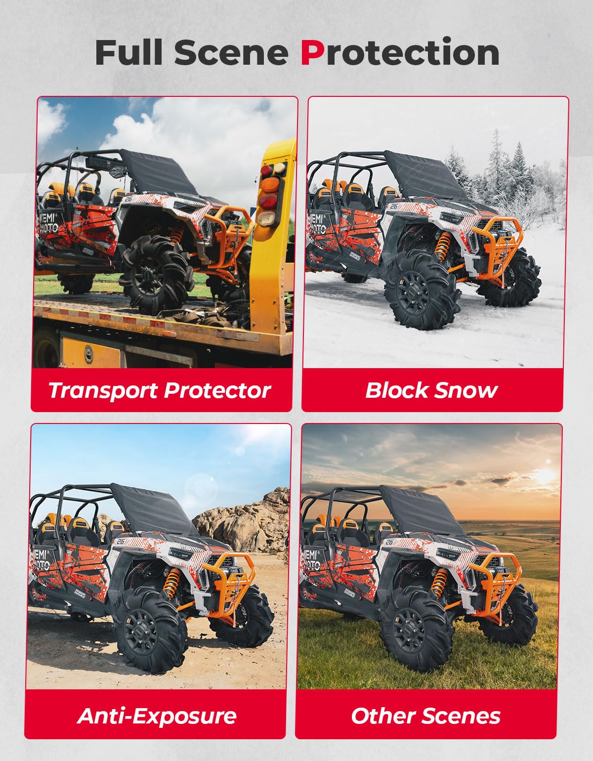 KEMIMOTO RZR XP 1000 telo parabrezza neve traino 2019-2023