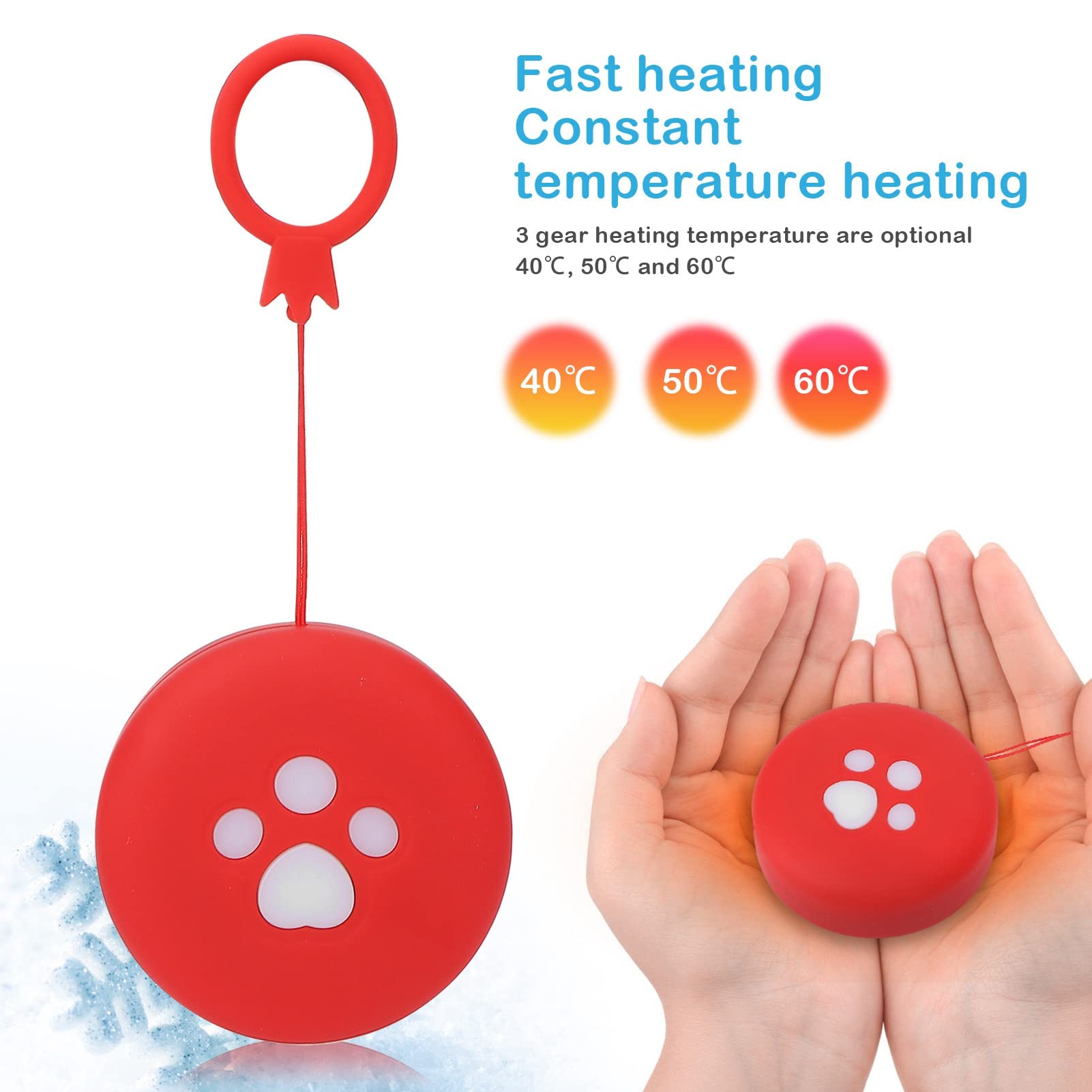 Kuuleyn Scaldamani Ricaricabile Gatto Rosso 2400mAh 3 Temperature