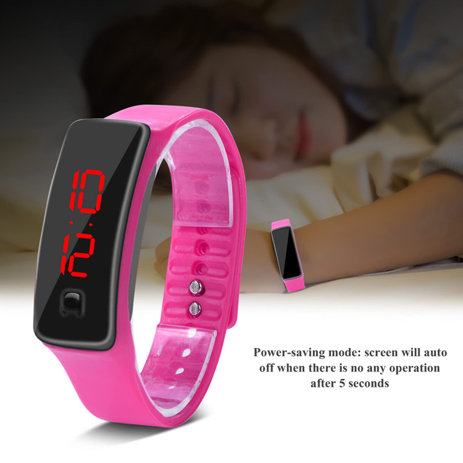 Kuuleyn Orologio LED Sport Silicone Rosa 12 Ore