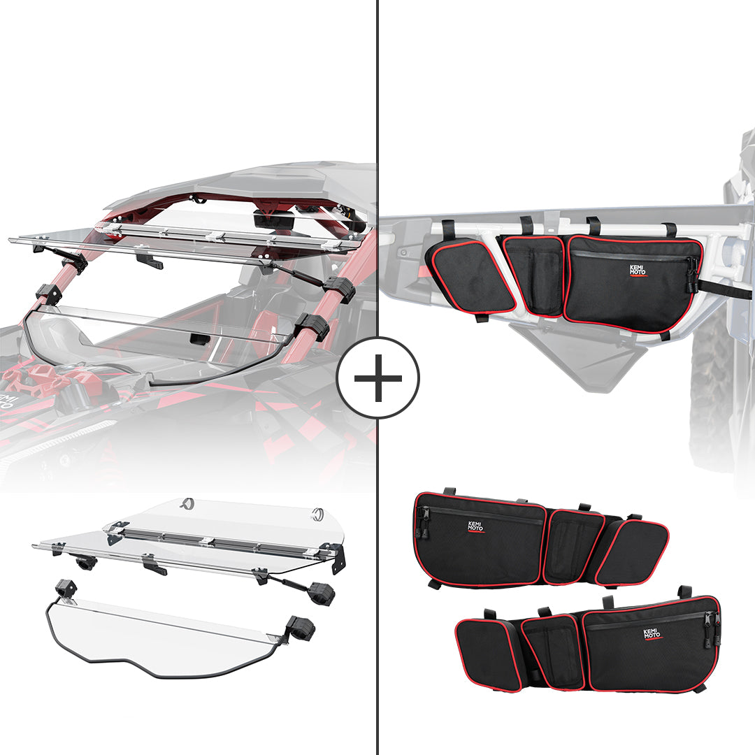 Kemimoto Maverick X3 parabrezza flip + borse porta policarbonato