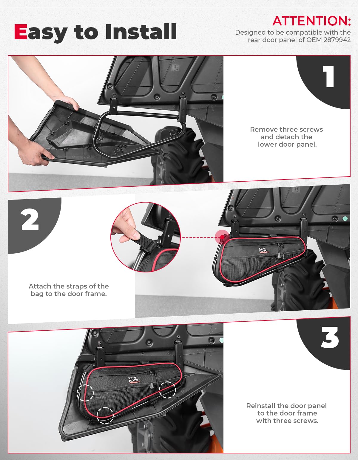 KEMIMOTO RZR borsa portiera posteriore Polaris XP 4 1000