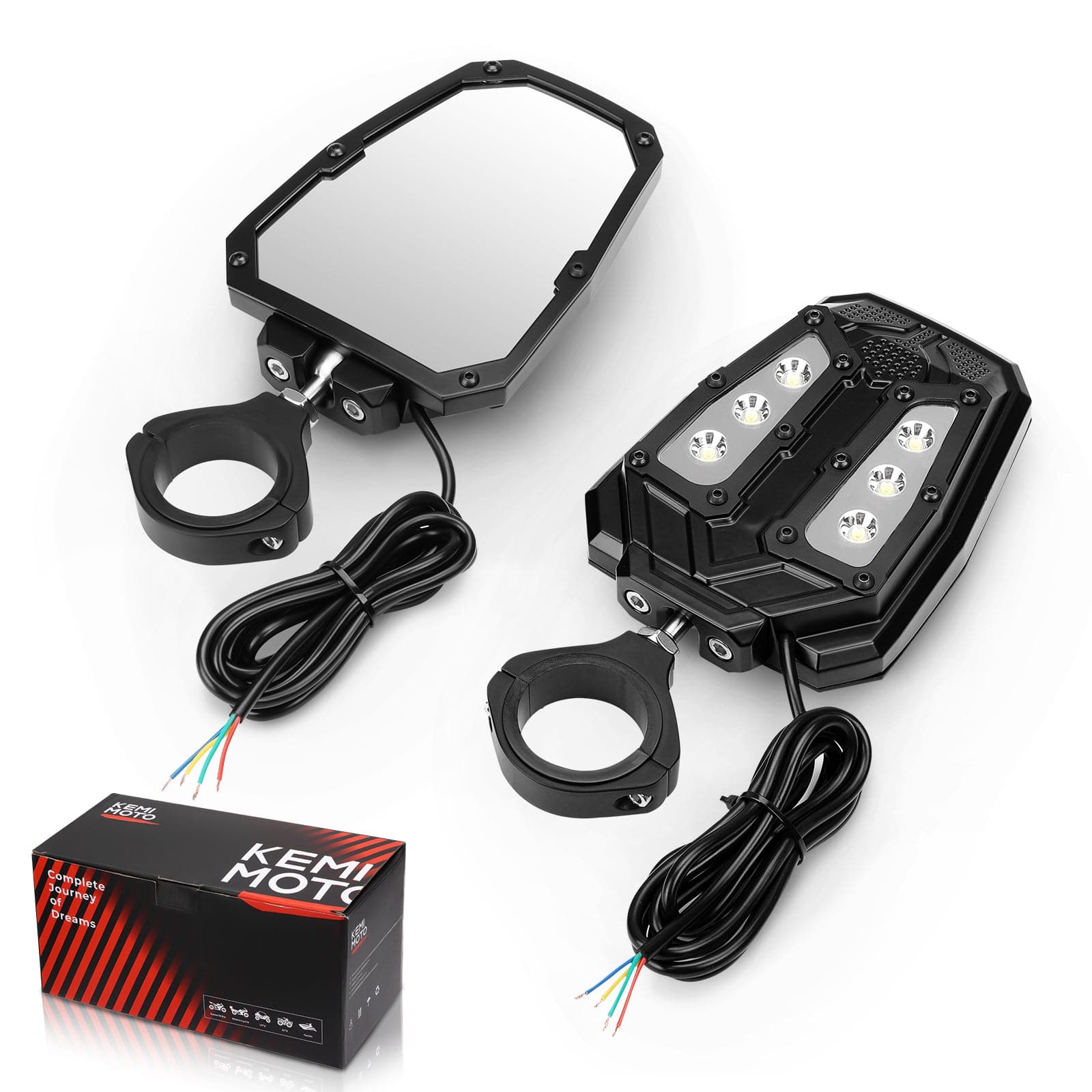 Kemimoto specchietti laterali UTV LED coppia 1,75-2 pollici