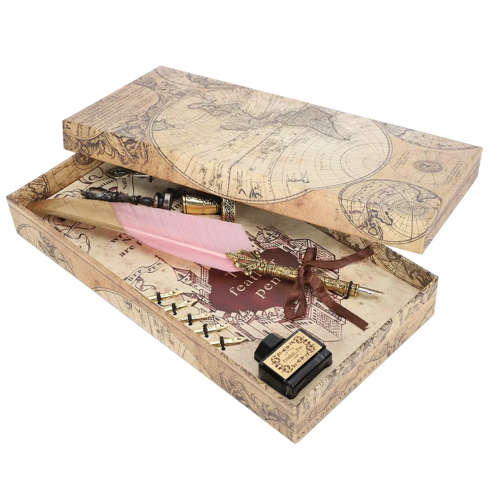 Kuuleyn Penna Piuma Calligrafia Vintage Rosa Pennino Oro