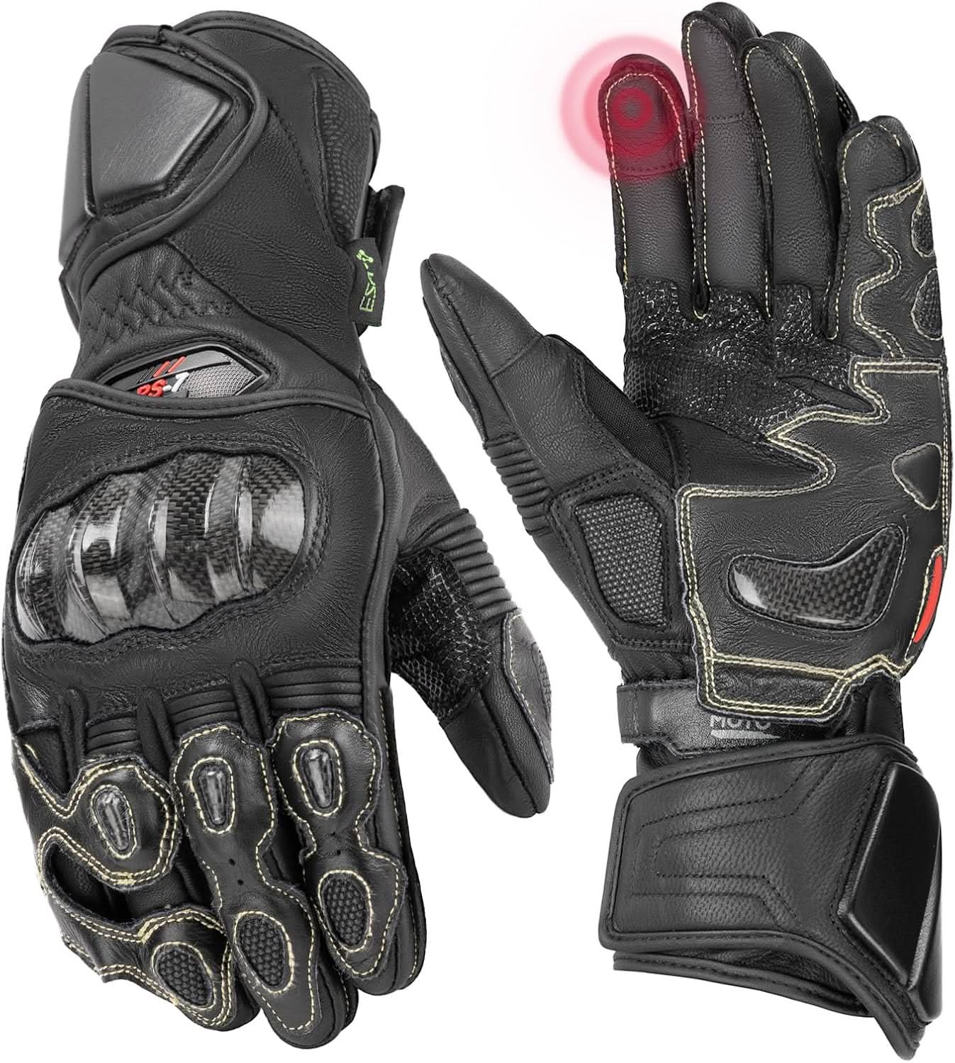 Kemimoto guanti moto pelle neri kevlar touch