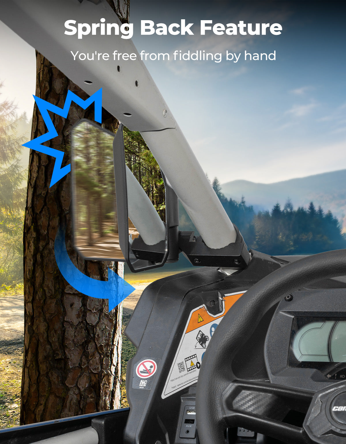 KEMIMOTO UTV Specchietti Laterali 1.65-2" Pieghevoli