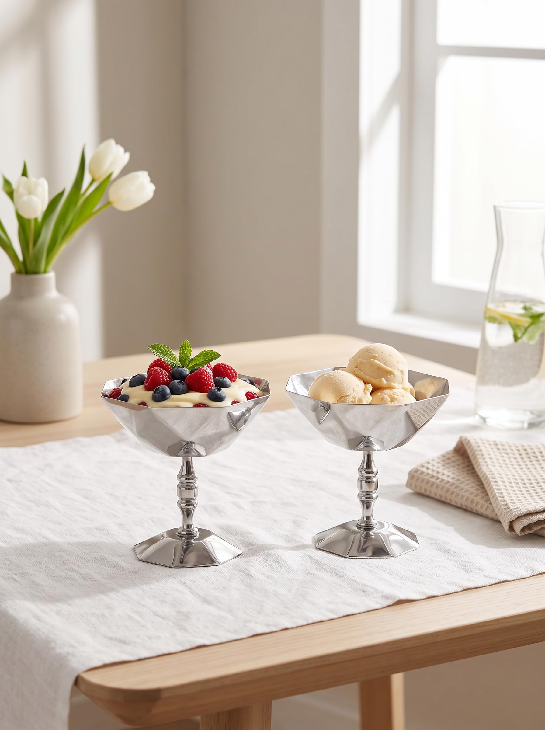 Hapivida coppa dessert acciaio inox base stabile set 2 pezzi