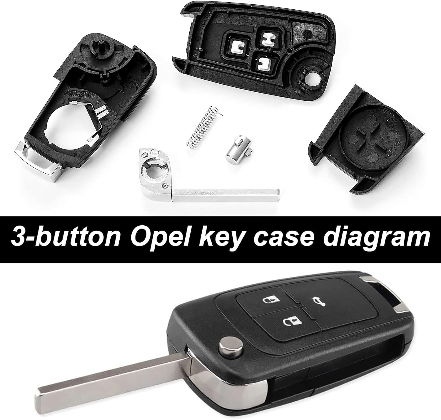 Kuuleyn Guscio Chiave 3 Tasti per Opel Astra Guscio ABS