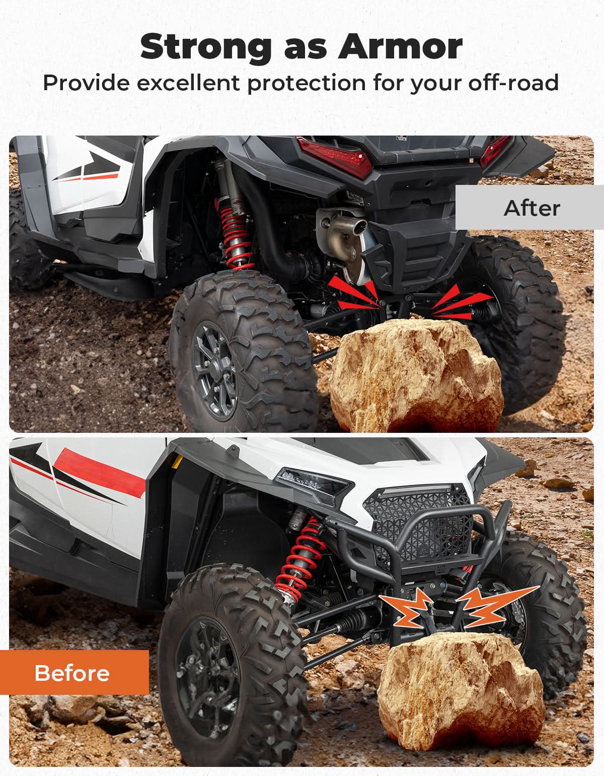 KEMIMOTO RZR XP 1000 paraurti anteriore acciaio nero