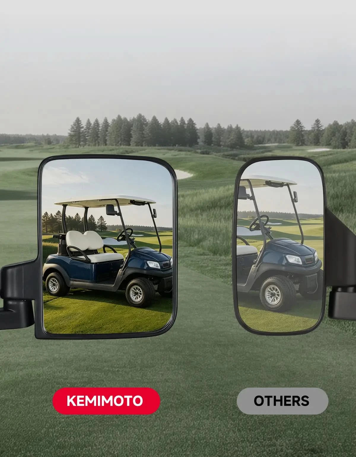 KEMIMOTO Golf Cart kit specchietti 3 pezzi senza fori grandangolari