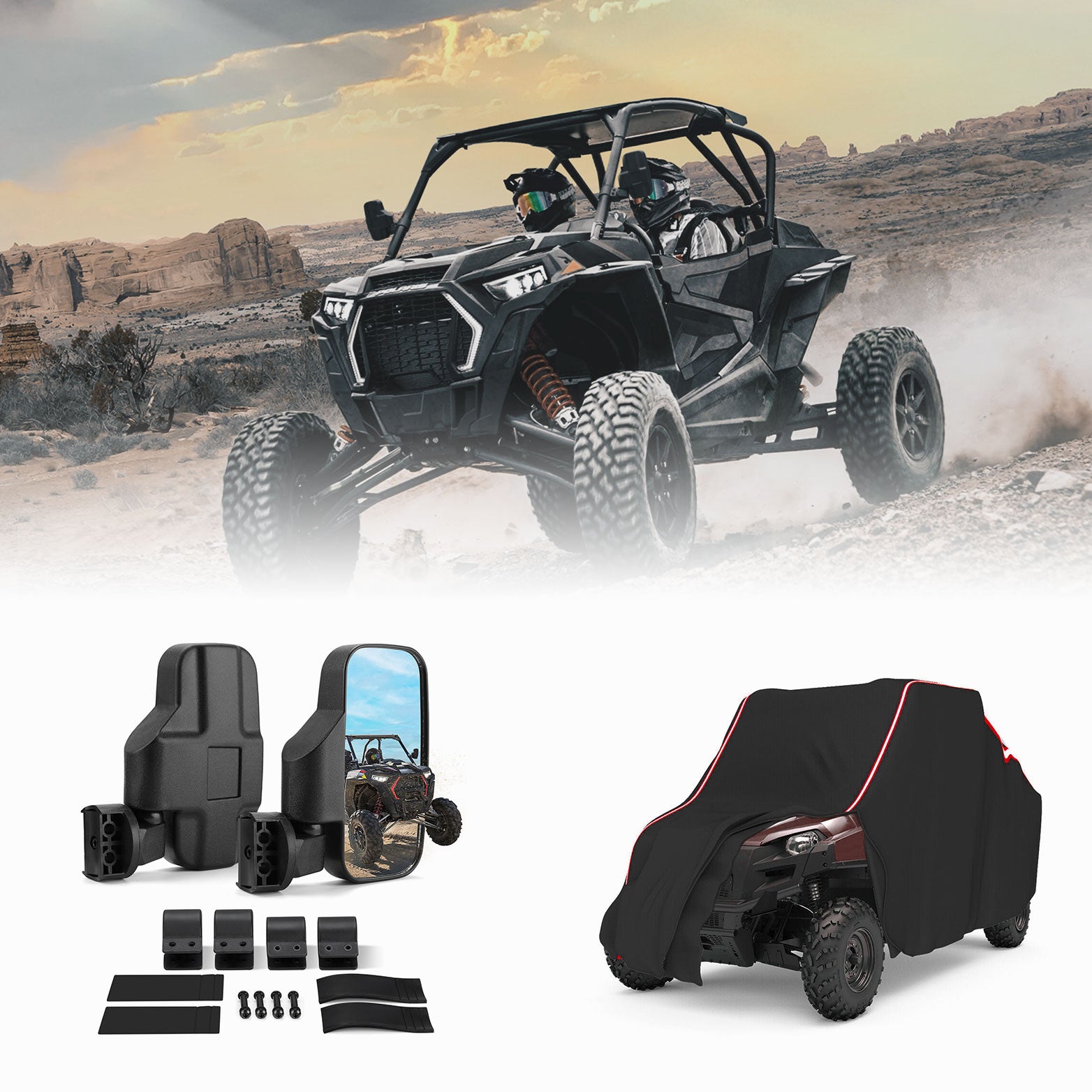 KEMIMOTO Specchio UTV+Telo Copri RZR 210D catarifrangente
