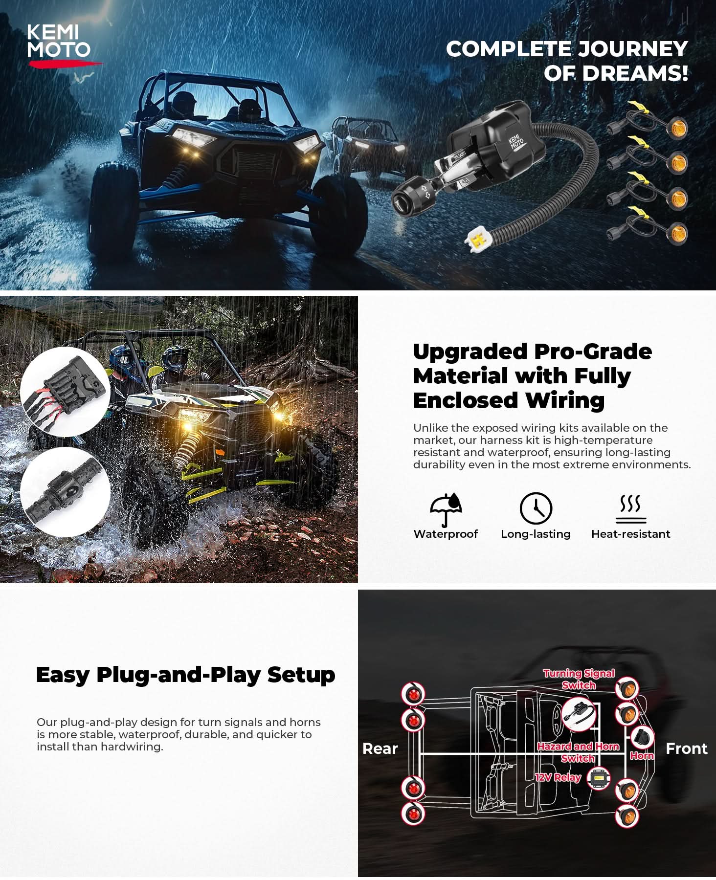 Kemimoto UTV kit frecce con clacson 12V stradale