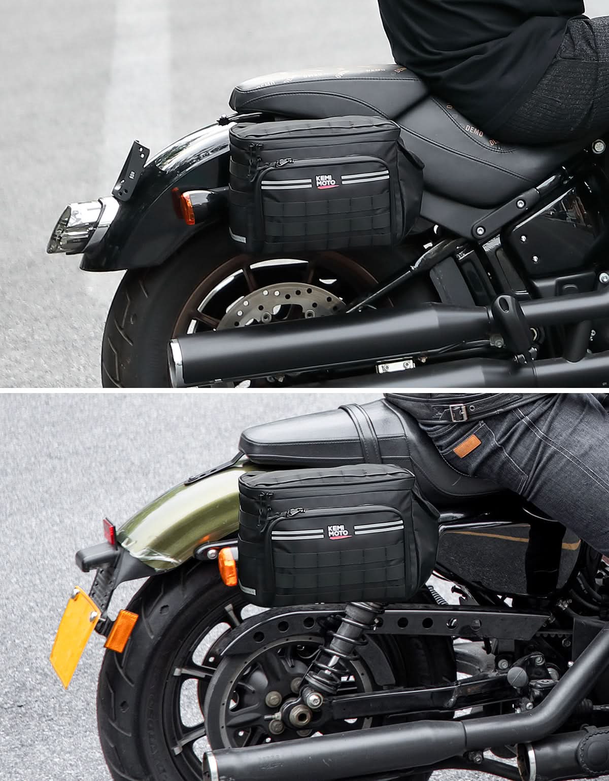 KEMIMOTO Cruiser 15L borse laterali moto Softail Dyna con staffe