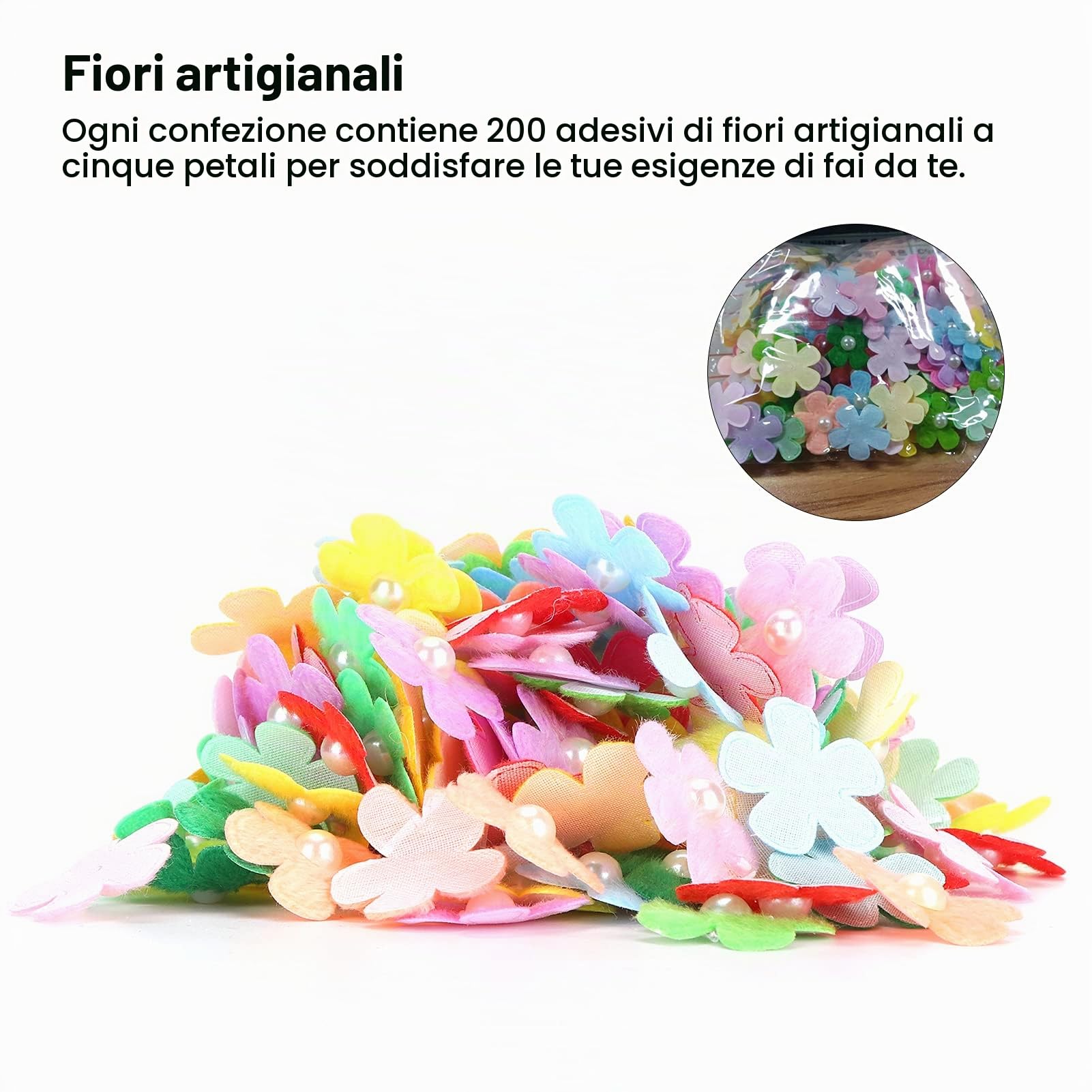 Hapivida Fiori in Tessuto per Fai da Te 200 Pezzi 10 Colori