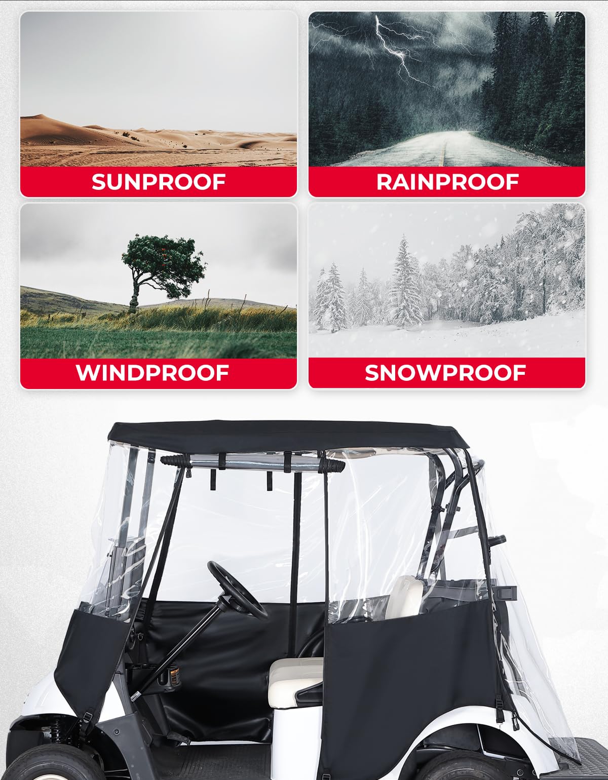 KEMIMOTO 600D Copertura Golf Cart Impermeabile 2 Posti