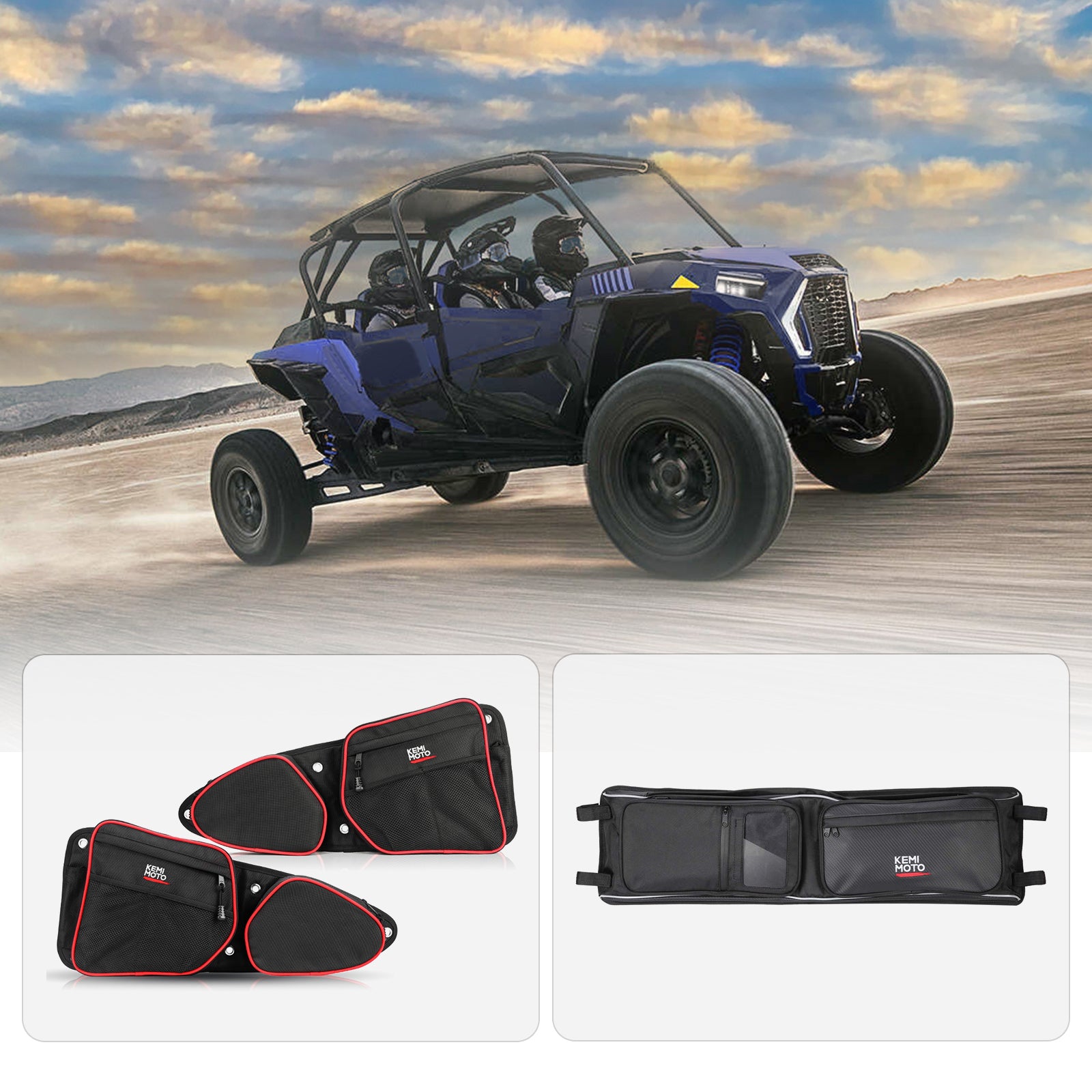 KEMIMOTO RZR set borse porta anteriori e sottotetto 3 pezzi