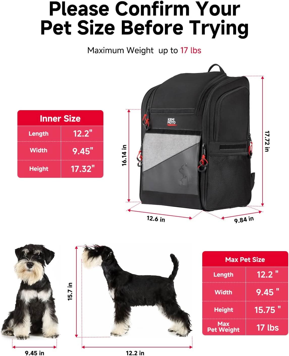 Kemimoto trasportino moto espandibile cani piccoli 7 kg