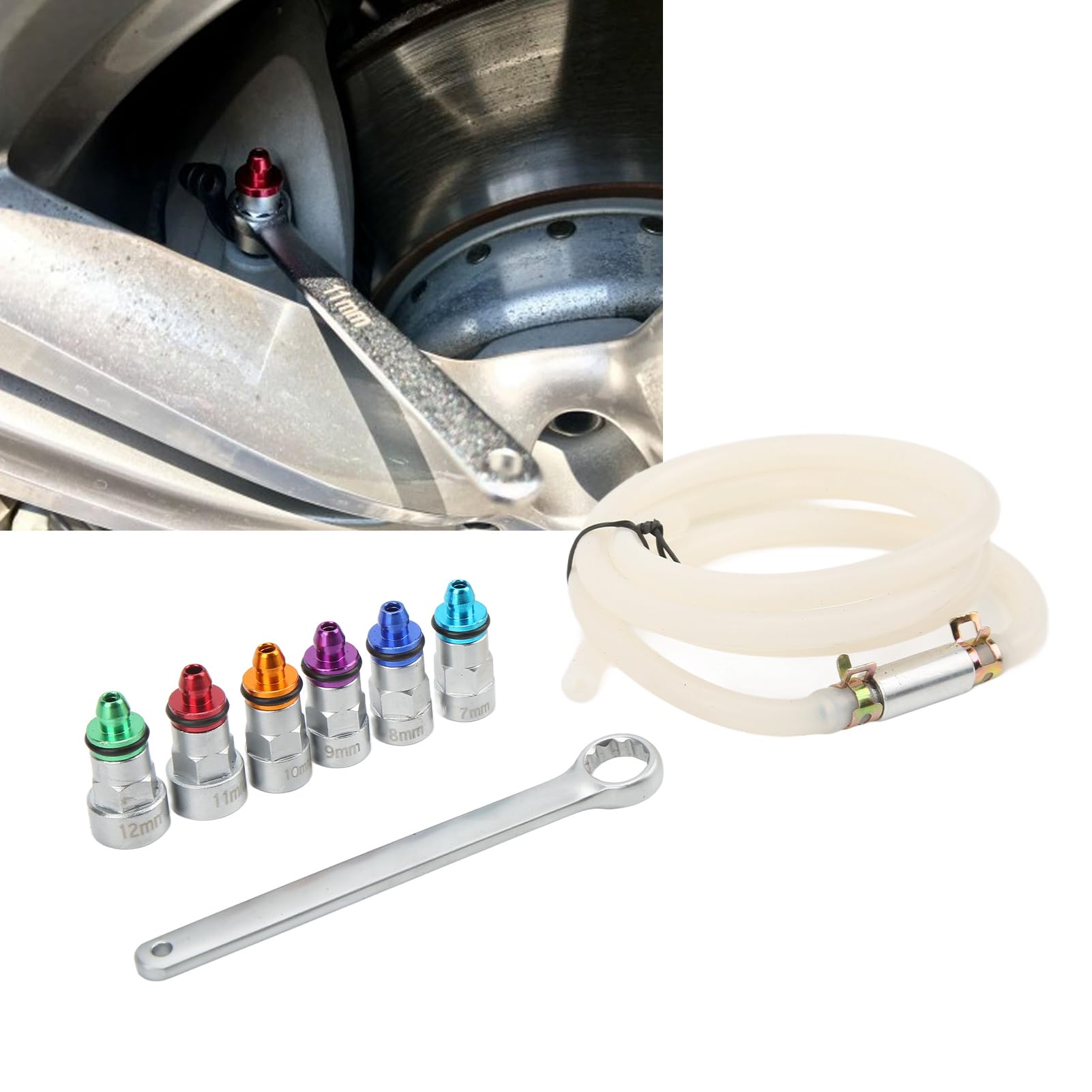 AOWINHIT kit spurgo freni 6 adattatori 7-12 mm + tubo