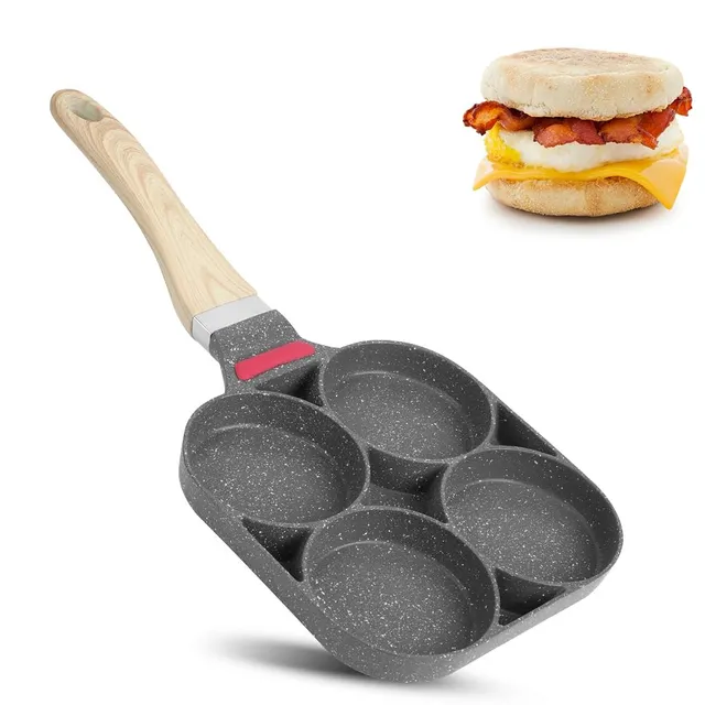 Kuuleyn Padella 4 Scomparti Uova Hamburger Alluminio Antiaderente