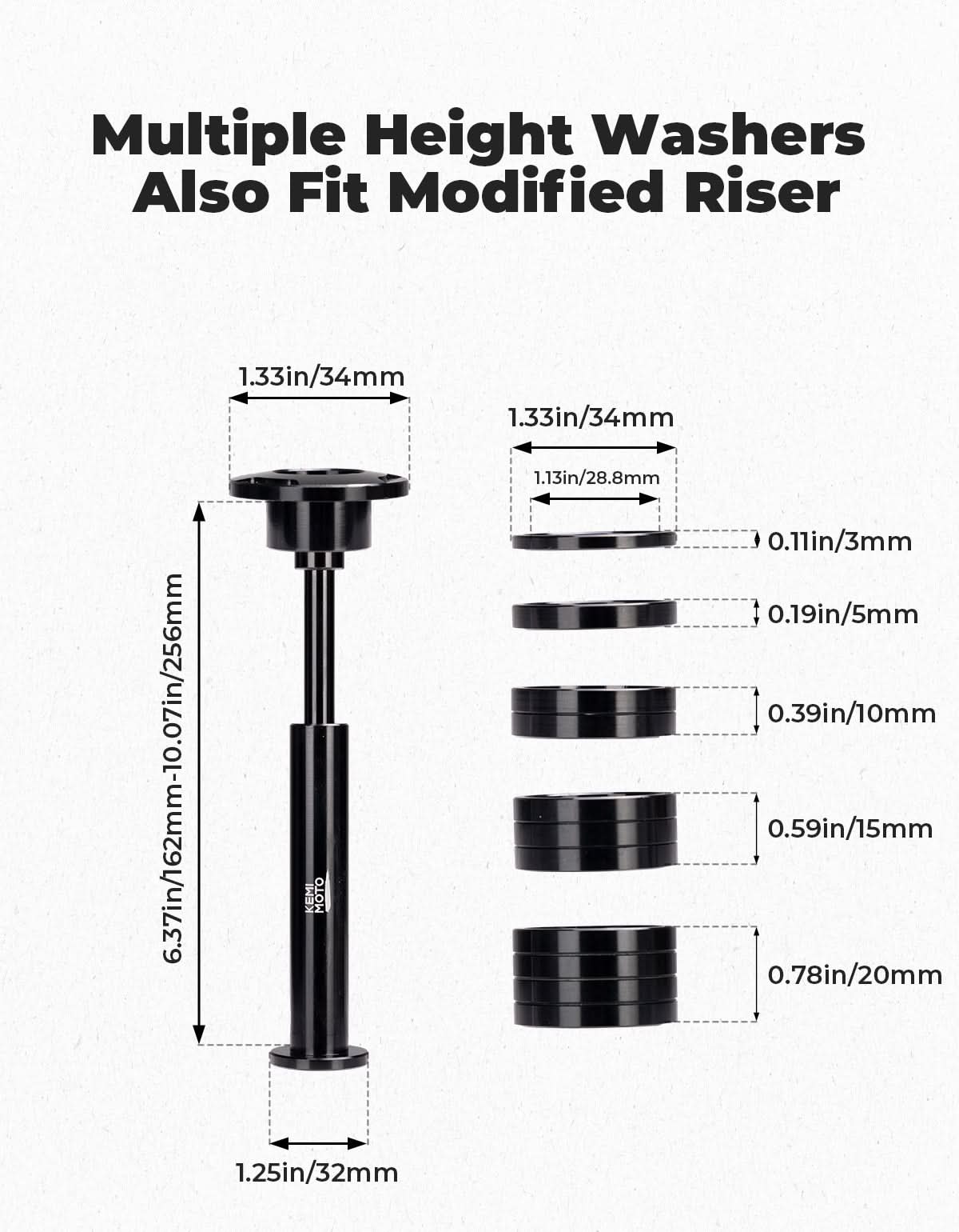 KEMIMOTO Stem Lock Spacer distanziali sterzo alluminio neri 5 pezzi