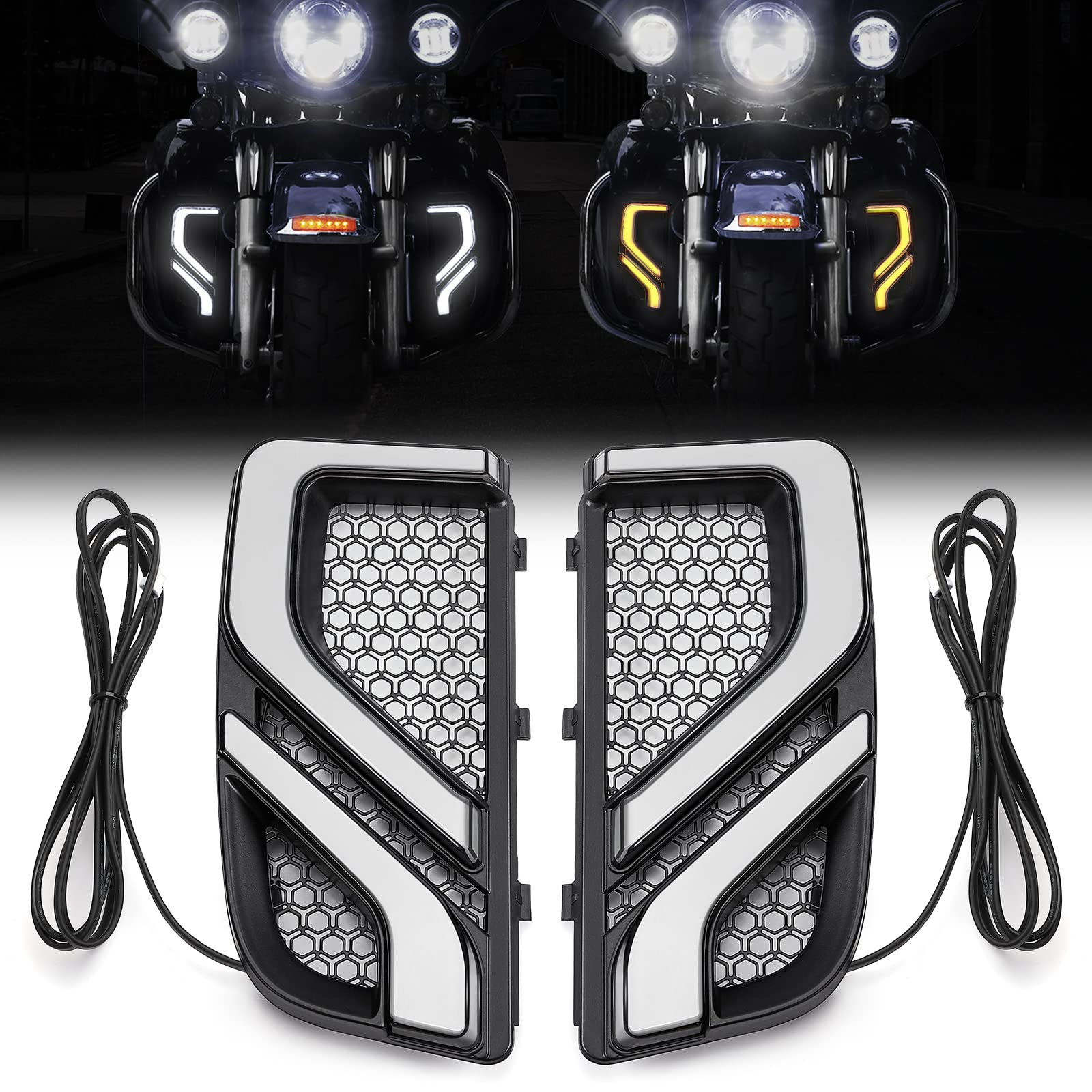 KEMIMOTO Touring Frecce LED Moto Nere Luce Diurna