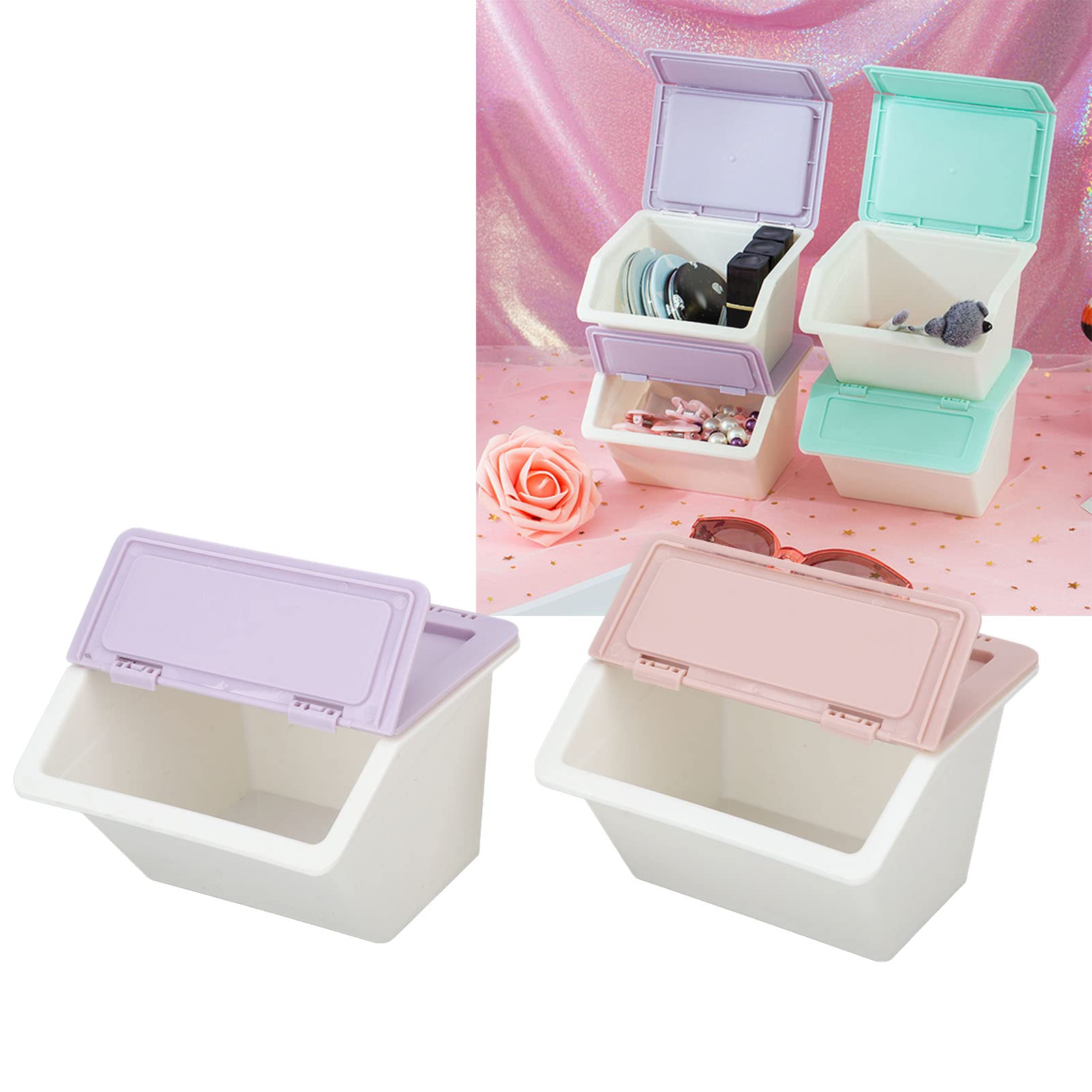 Kuuleyn Organizer Scrivania Plastica Rosa Viola 2 Pezzi