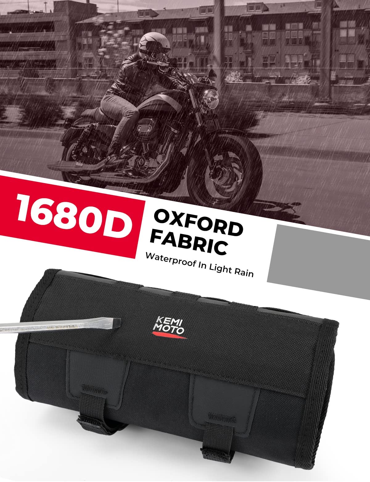 KEMIMOTO borsa attrezzi moto arrotolabile nera