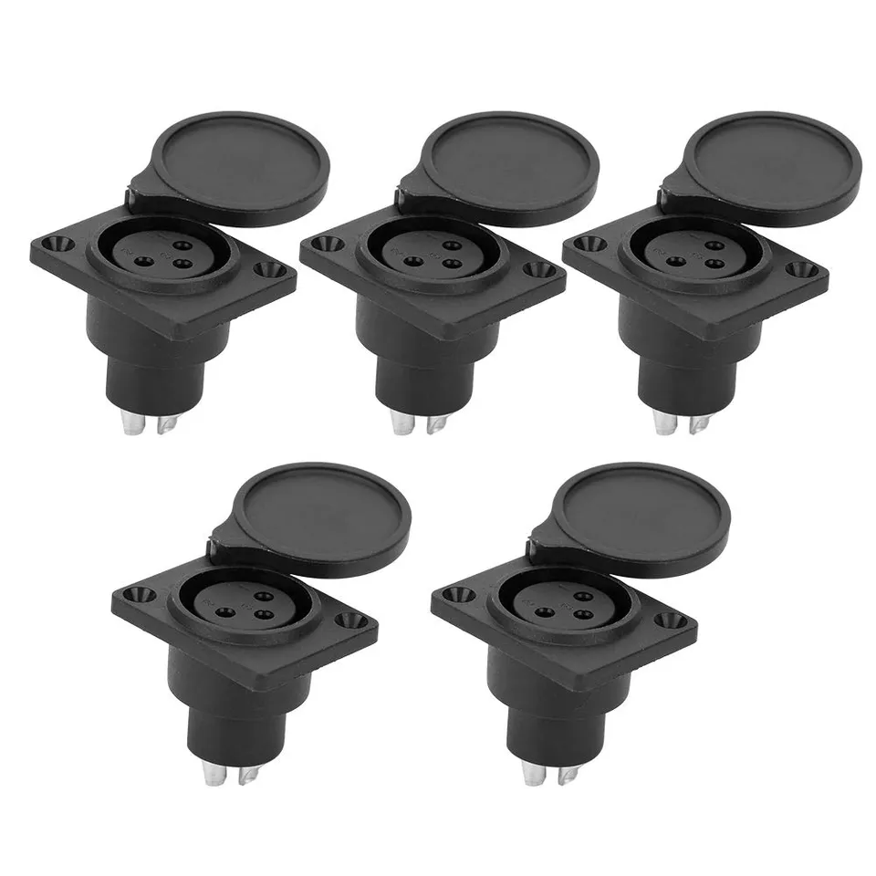 AOWINHIT Presa XLR 3 Pin da Pannello Set 5 Pezzi Nero