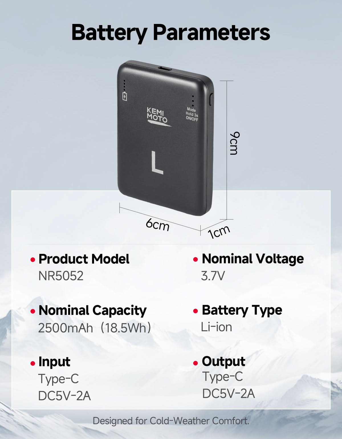 KEMIMOTO batteria calze riscaldate 5000mAh 3.7V portatile