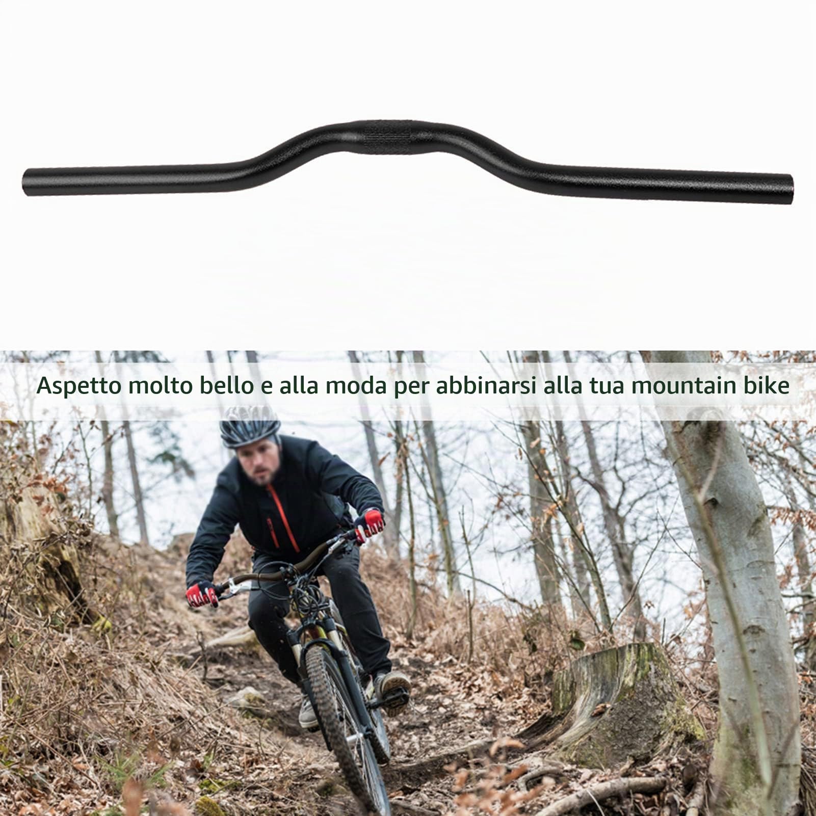 Kuuleyn Manubrio MTB 25,4x520mm Nero Alluminio Bici