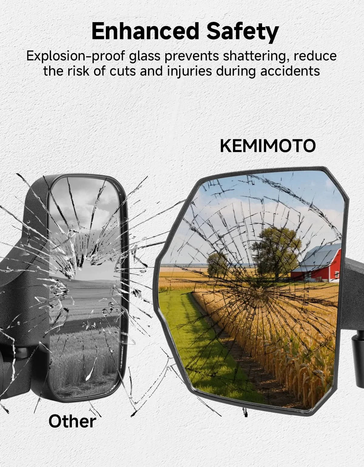KEMIMOTO Ranger XP 1000 specchietti UTV 3 pezzi antivibrazione