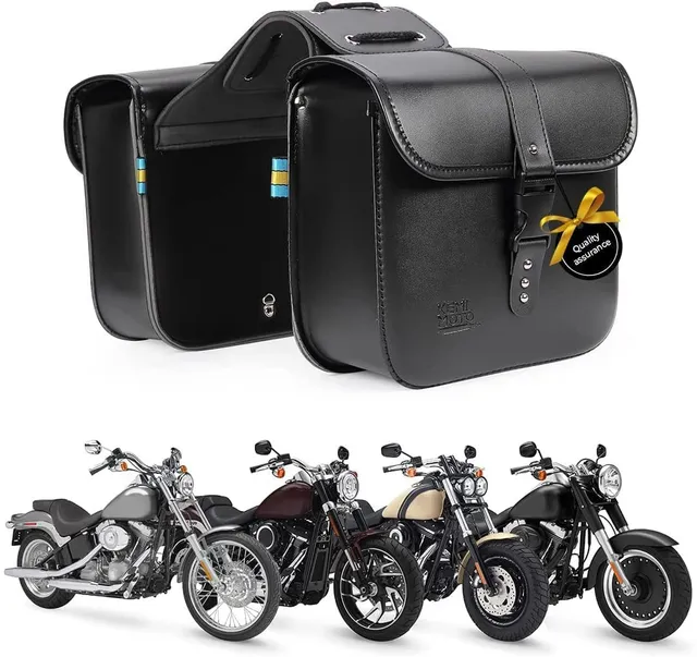 KEMIMOTO FHDTB072BK borse laterali moto in pelle PU nere