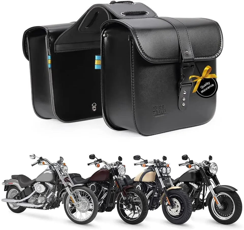 KEMIMOTO FHDTB072BK borse laterali moto in pelle PU nere