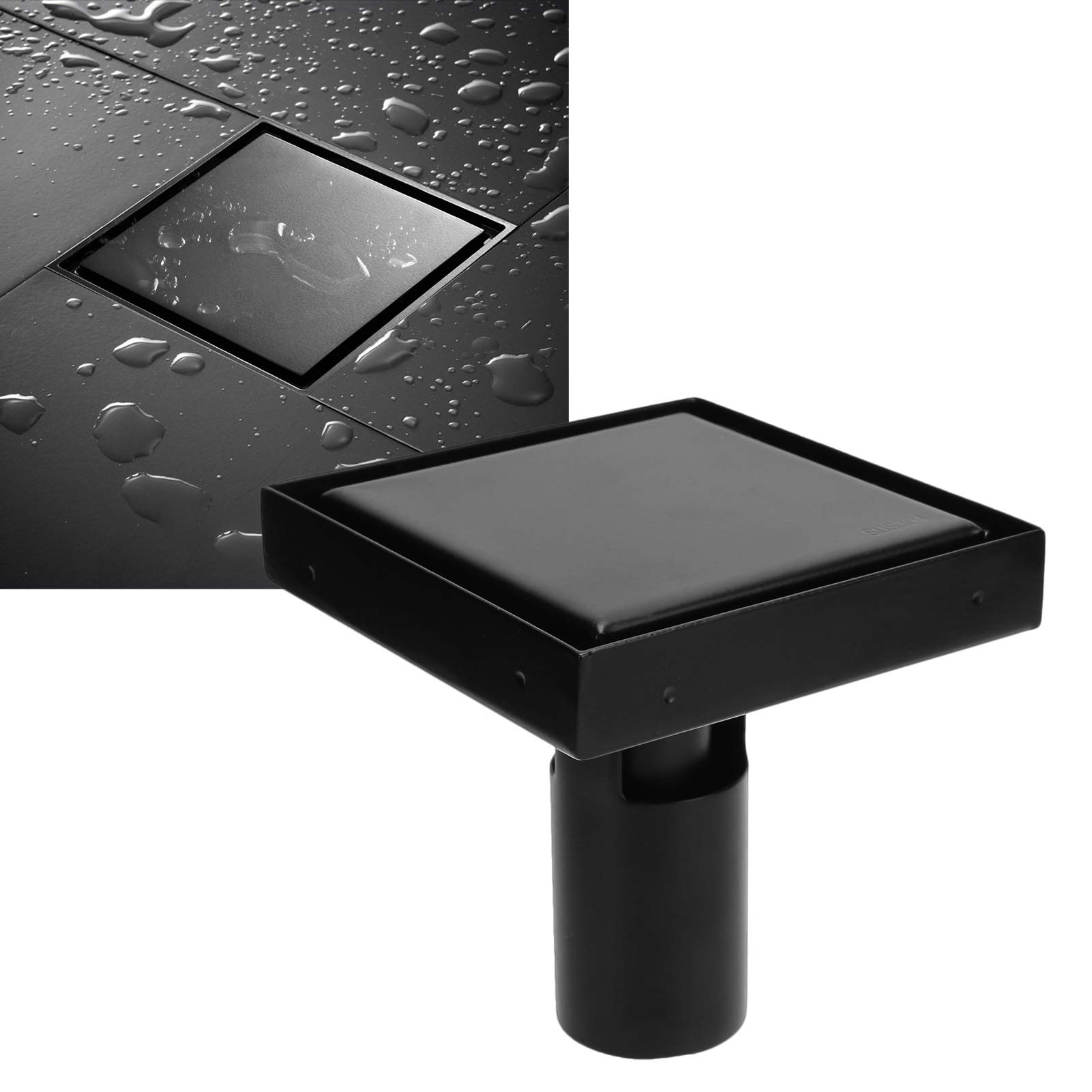 Kuuleyn piletta doccia 10x10 cm nera acciaio inox