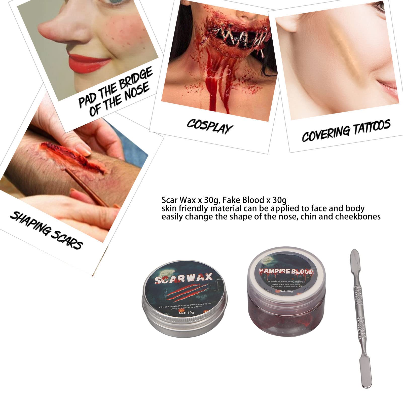 Kuuleyn Kit Trucco SFX Halloween Cera Cicatrici Sangue Finto