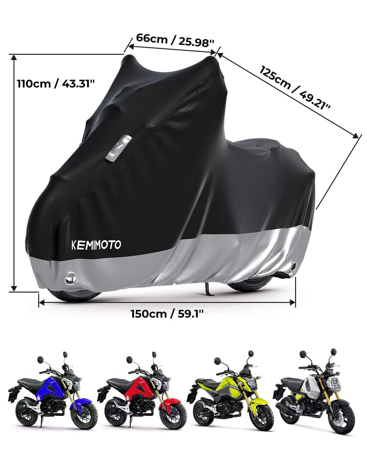 KEMIMOTO F0313-00401BK telo coprimoto impermeabile Grom MSX125