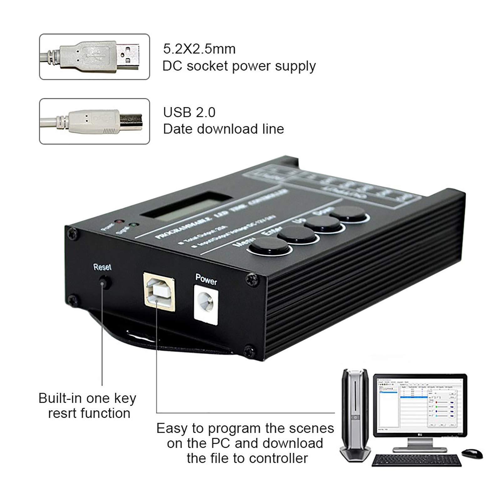 Kuuleyn Controller LED Timer 5 Canali DC12-24V 20A
