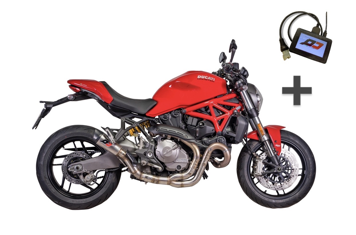 QD Exhaust Gunshot 60 + ECU Tuning Ducati Monster 821 1200 bundle