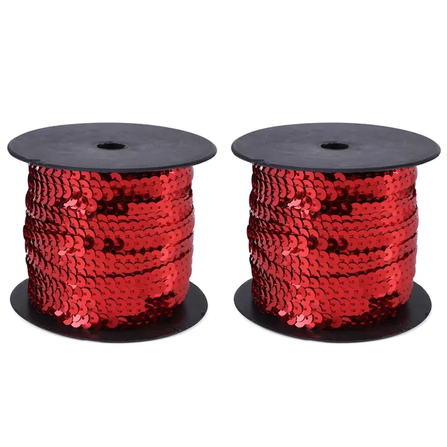 Hapivida 6mm Nastro Paillettes Rosso 2 Rotoli 100 Yard PVC
