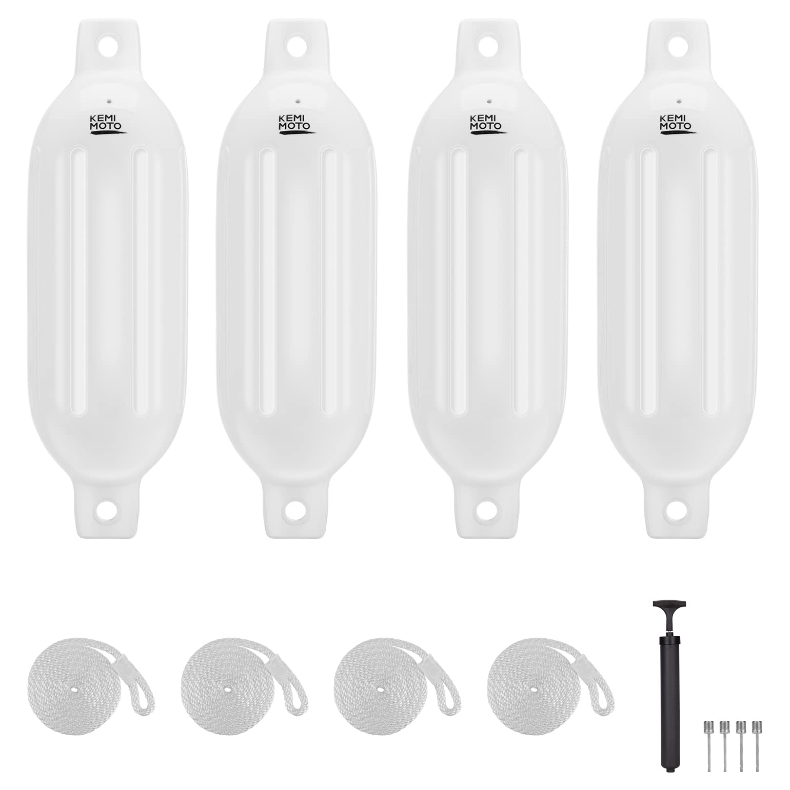 KEMIMOTO parabordi gonfiabili barca 25-35ft set 4 pezzi neri