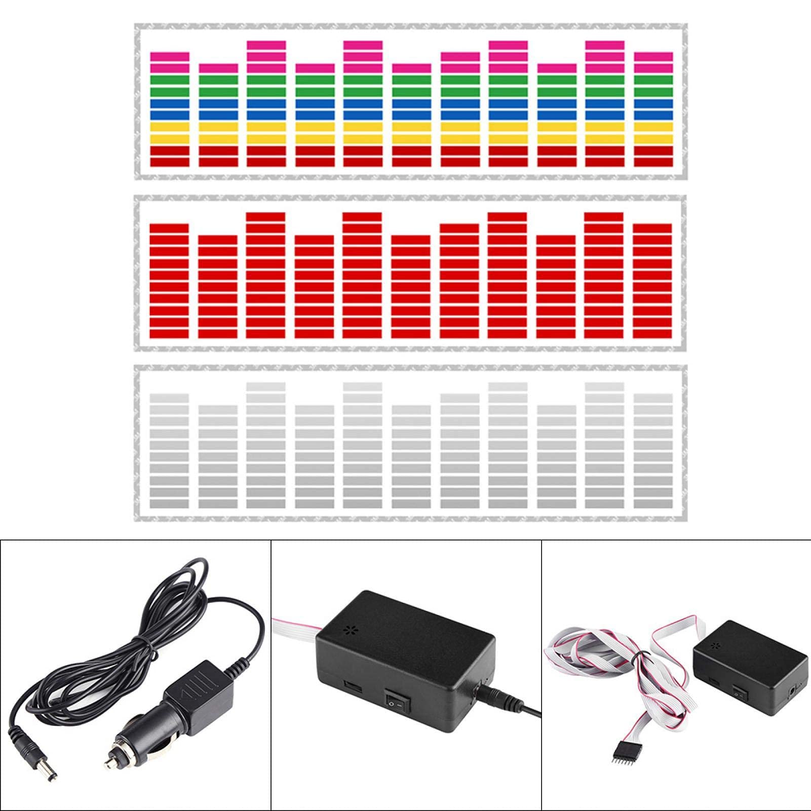 Kuuleyn Adesivo LED Auto Musicale 12V 45x11 cm Colore