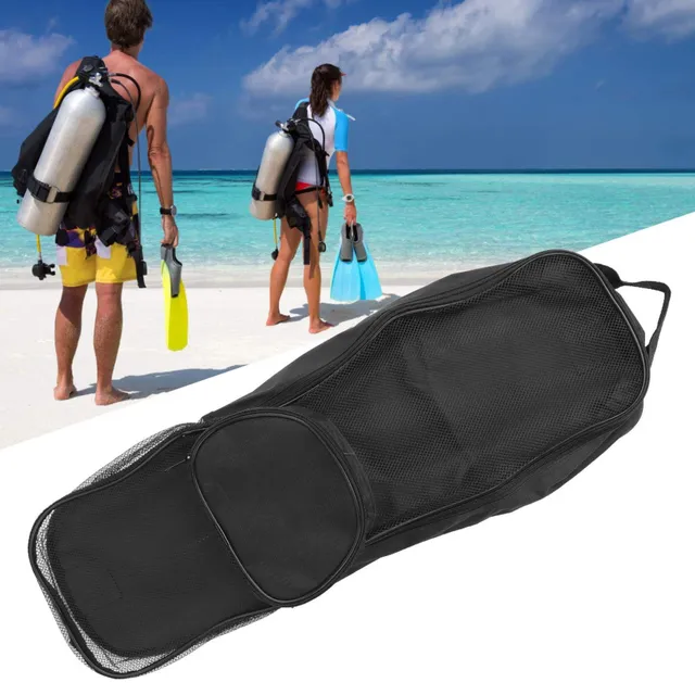 Kuuleyn borsa rete snorkeling zaino nylon nero 70 cm con zip